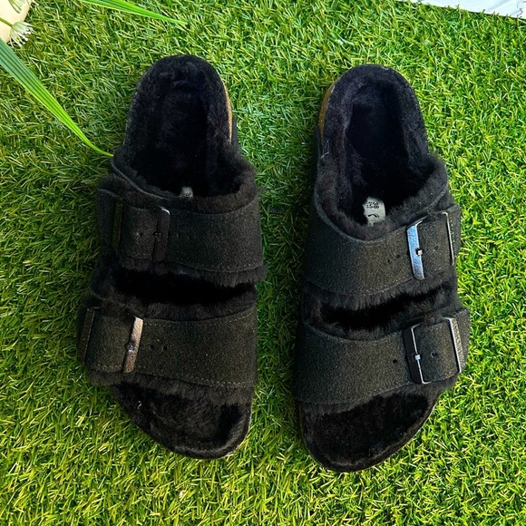 BIRKENSTOCK Arizona shearling fur black EU 38 US 7 - 7.5 Women - Picture 15 of 16